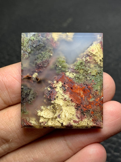 Scenic Moss Agate Rectangle Cabochon 34.5x30x4mm