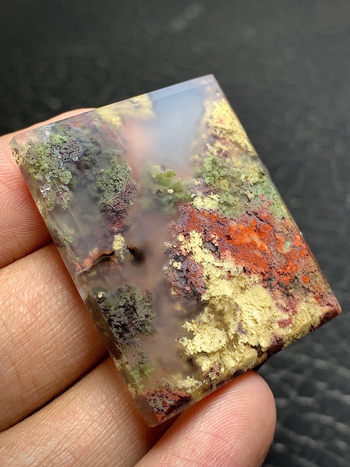 Scenic Moss Agate Rectangle Cabochon 34.5x30x4mm