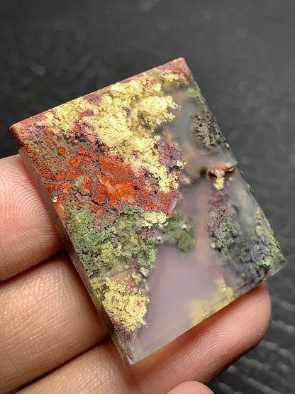 Scenic Moss Agate Rectangle Cabochon 34.5x30x4mm