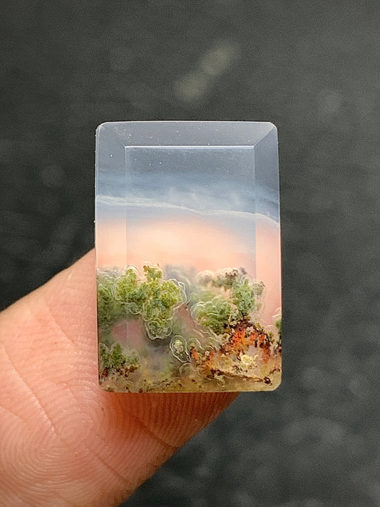 Tiny Scenic Moss Agate Rectangle Cabochon 16x11x5mm