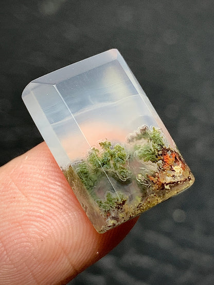 Tiny Scenic Moss Agate Rectangle Cabochon 16x11x5mm