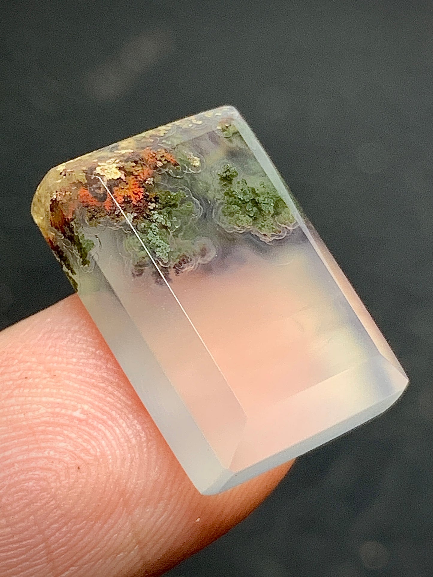 Tiny Scenic Moss Agate Rectangle Cabochon 16x11x5mm