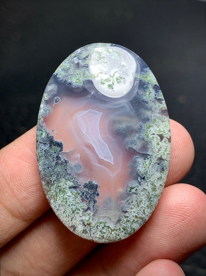 Scenic Moss Agate Oval Cabochon 37x25x6mm