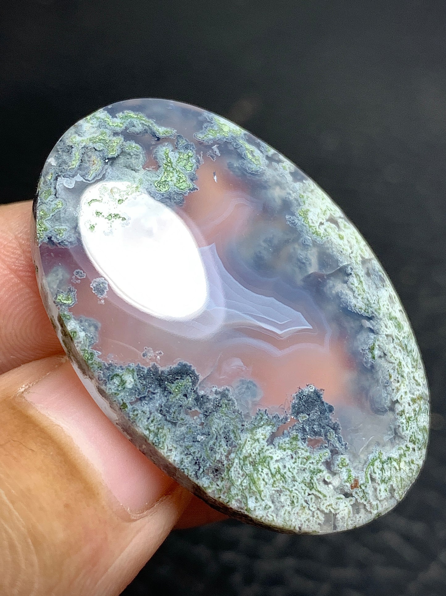 Scenic Moss Agate Oval Cabochon 37x25x6mm