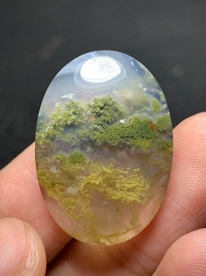 Scenic Moss Agate Oval Cabochon 27x19x6.5mm