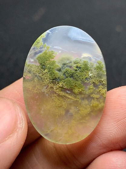 Scenic Moss Agate Oval Cabochon 27x19x6.5mm