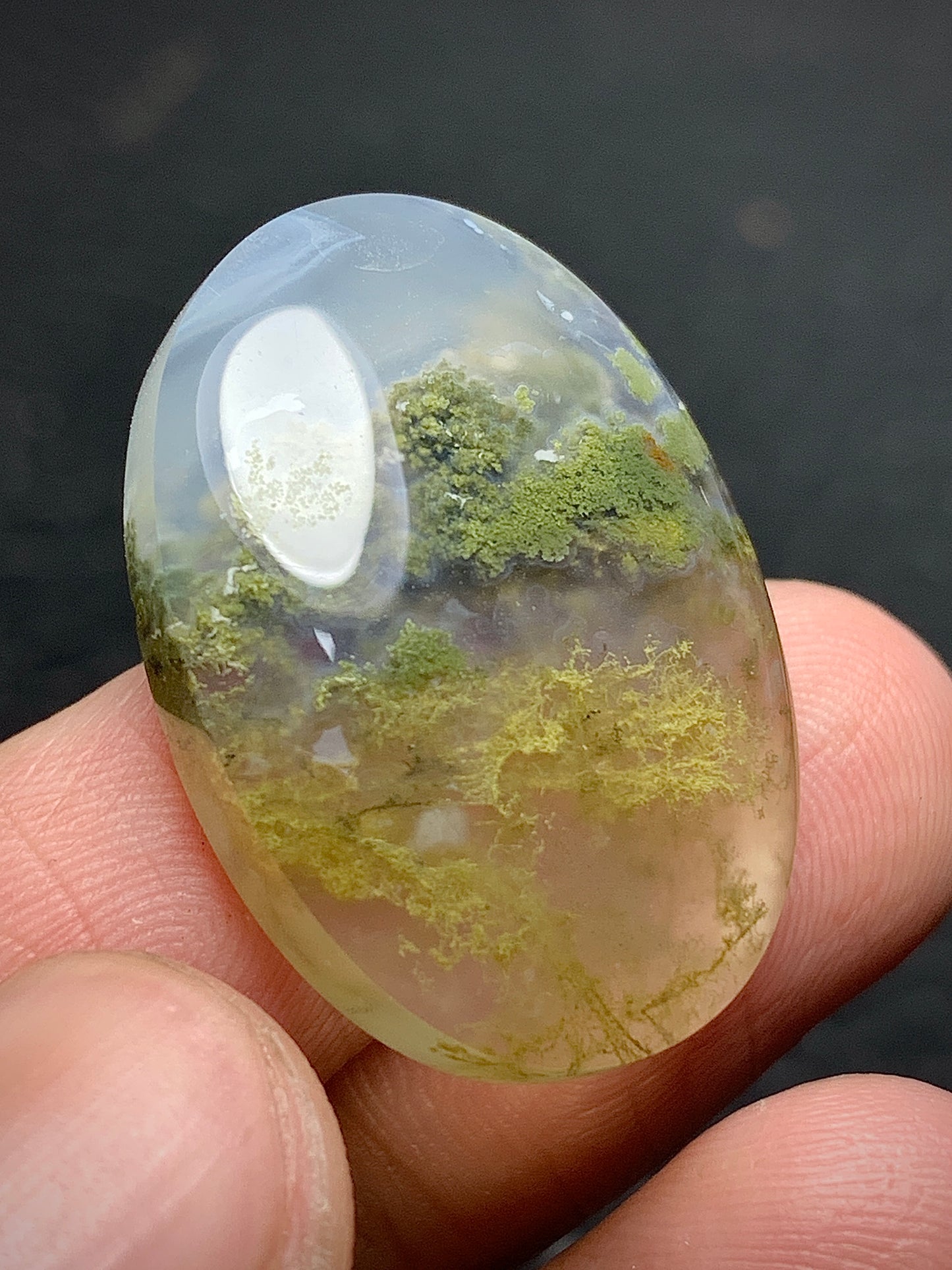 Scenic Moss Agate Oval Cabochon 27x19x6.5mm