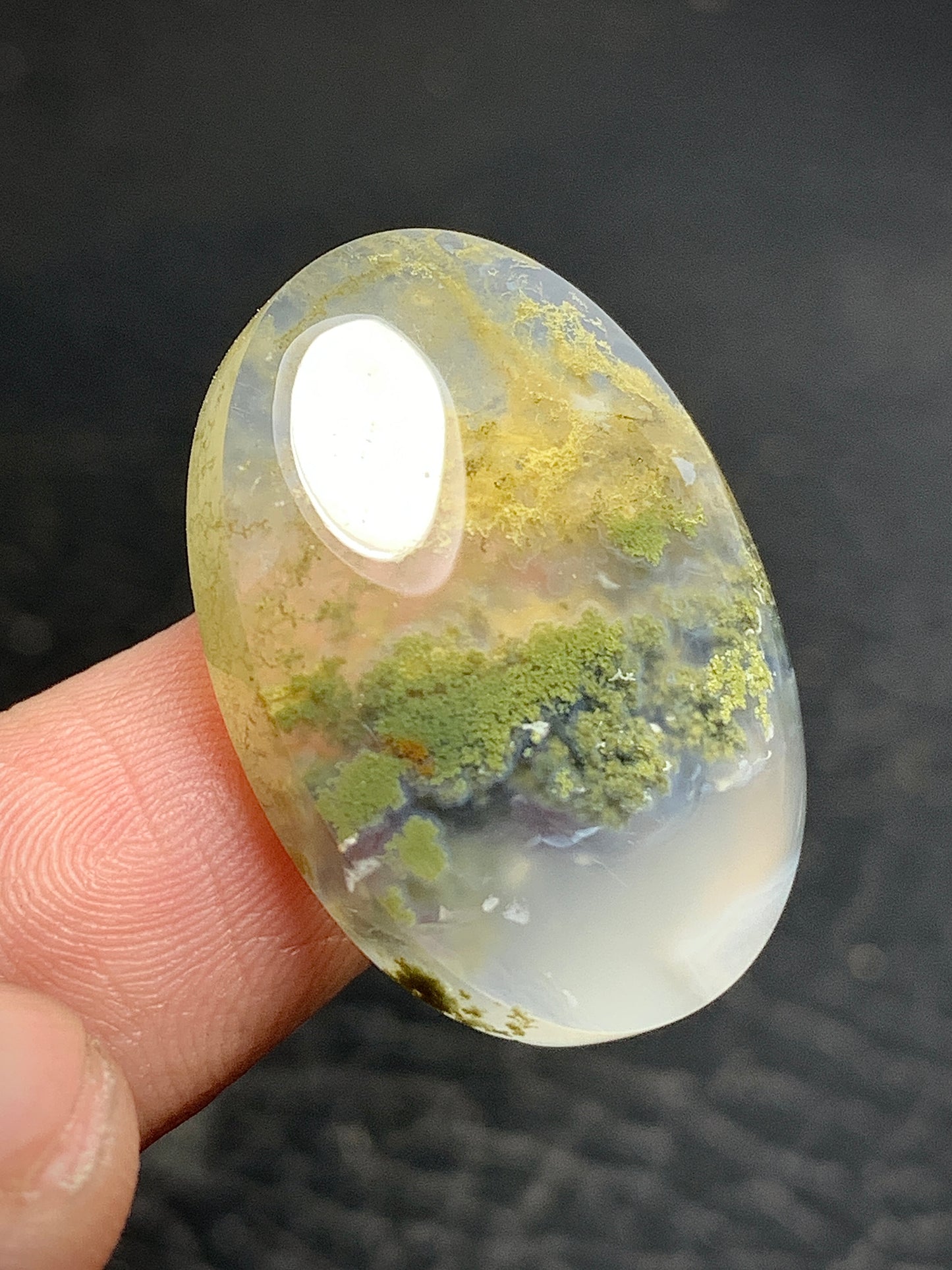 Scenic Moss Agate Oval Cabochon 27x19x6.5mm