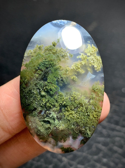 Scenic Moss Agate Oval Cabochon 39x25x8mm