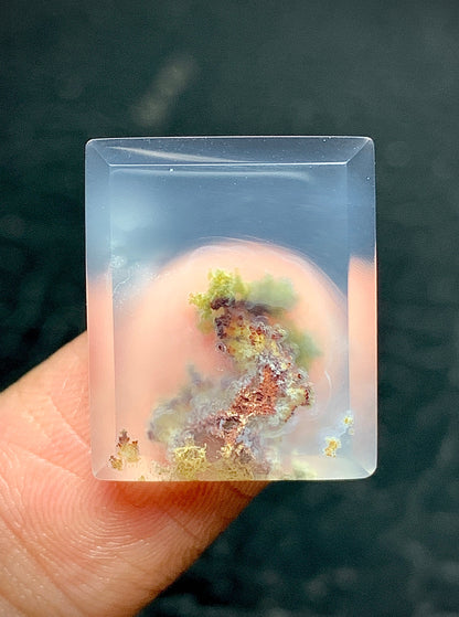 Tiny Scenic Moss Agate Rectangle Cabochon 18x15x4.3mm