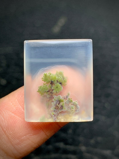 Tiny Scenic Moss Agate Rectangle Cabochon 18x15x4.3mm