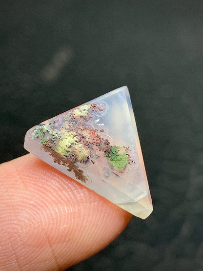 Tiny Moss Agate Triangle Cabochon 14x13.5x4.5mm