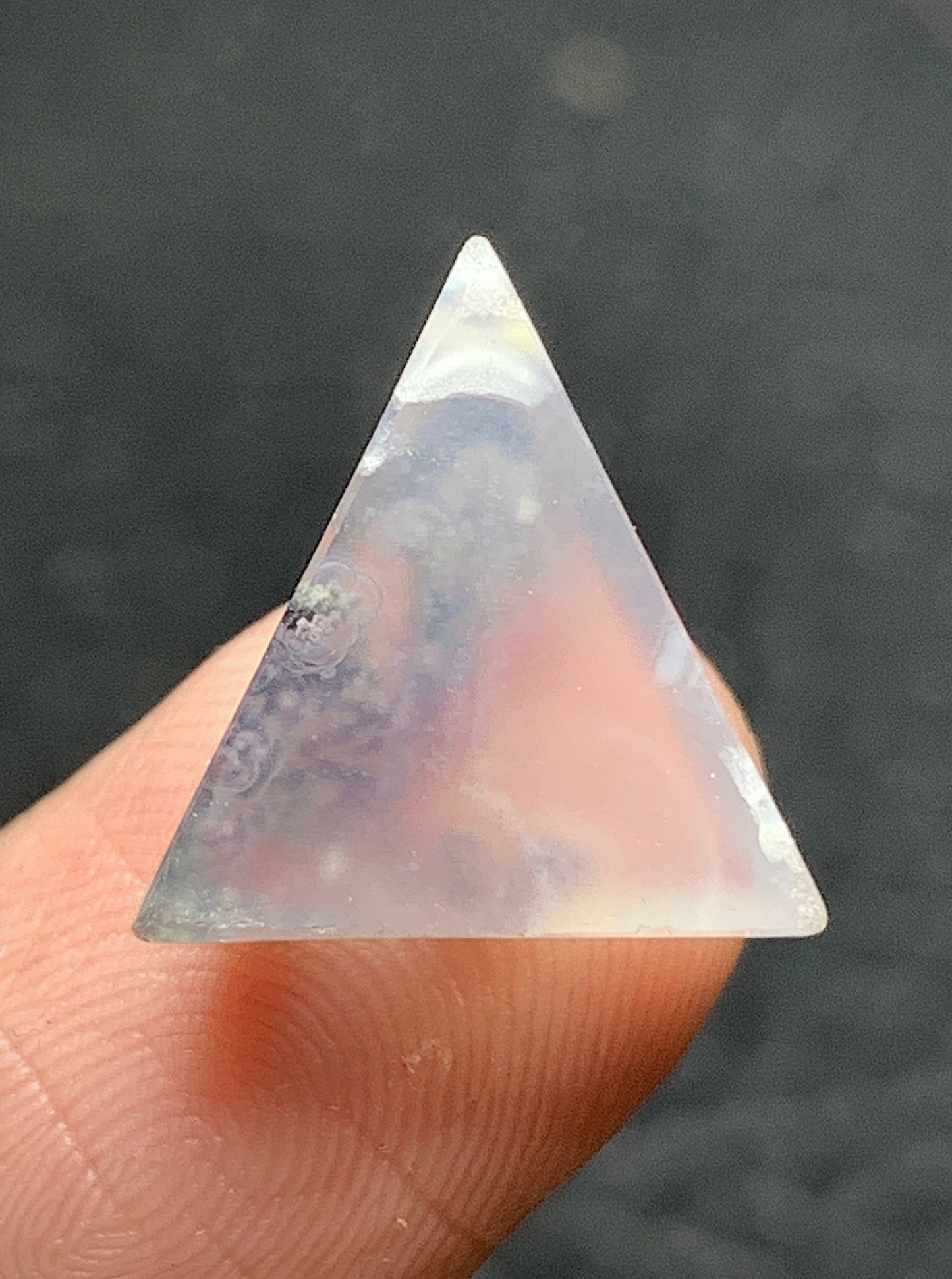 Tiny Moss Agate Triangle Cabochon 14x13.5x4.5mm