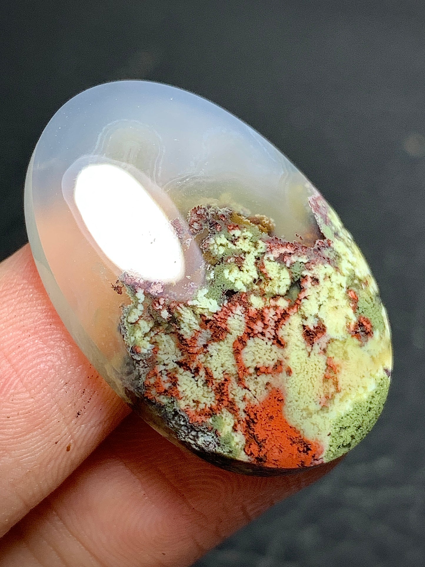 Scenic Moss Agate Oval Cabochon 30x20x5.7mm