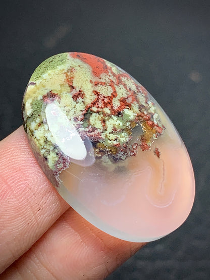 Scenic Moss Agate Oval Cabochon 30x20x5.7mm