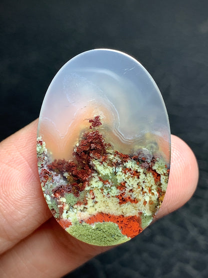 Scenic Moss Agate Oval Cabochon 30x20x5.7mm