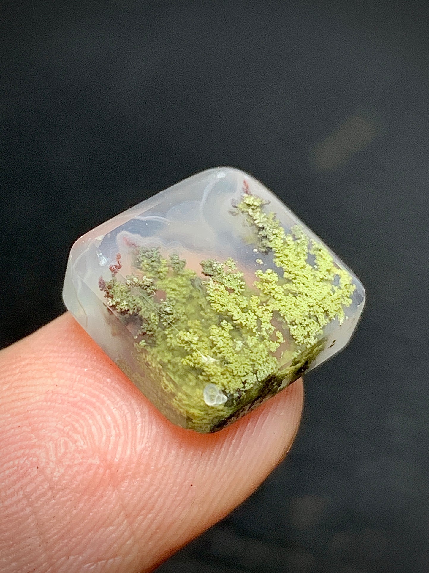 Tiny Scenic Moss Agate Square Cabochon 12x11.5x4mm