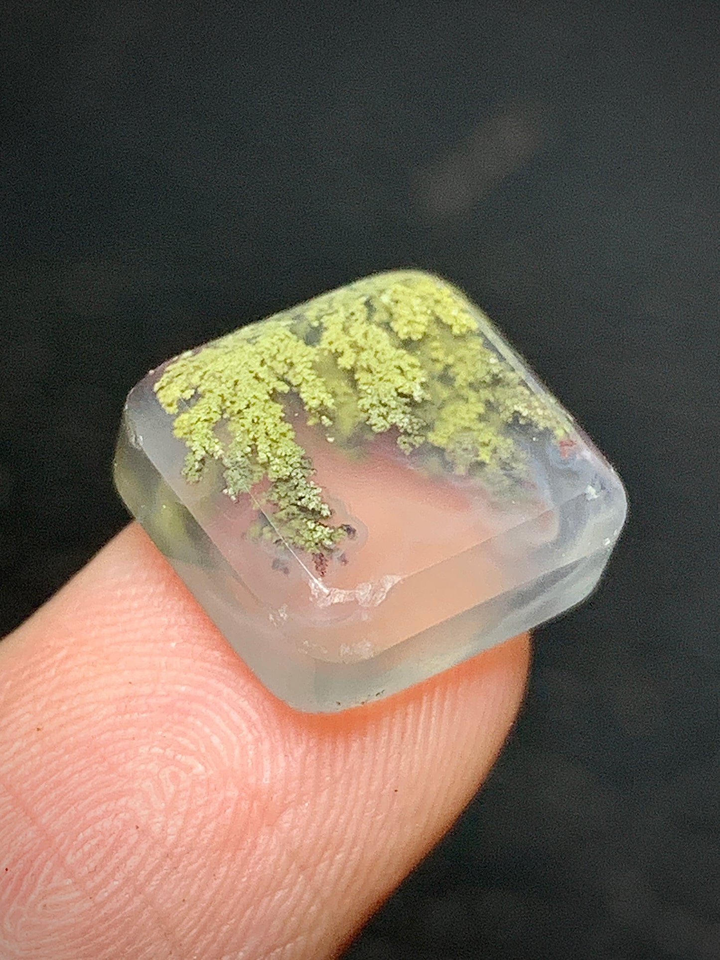 Tiny Scenic Moss Agate Square Cabochon 12x11.5x4mm