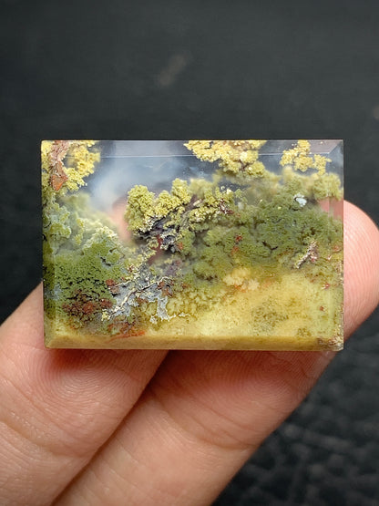 Scenic Moss Agate Rectangle Cabochon 27.3x19x4.2mm