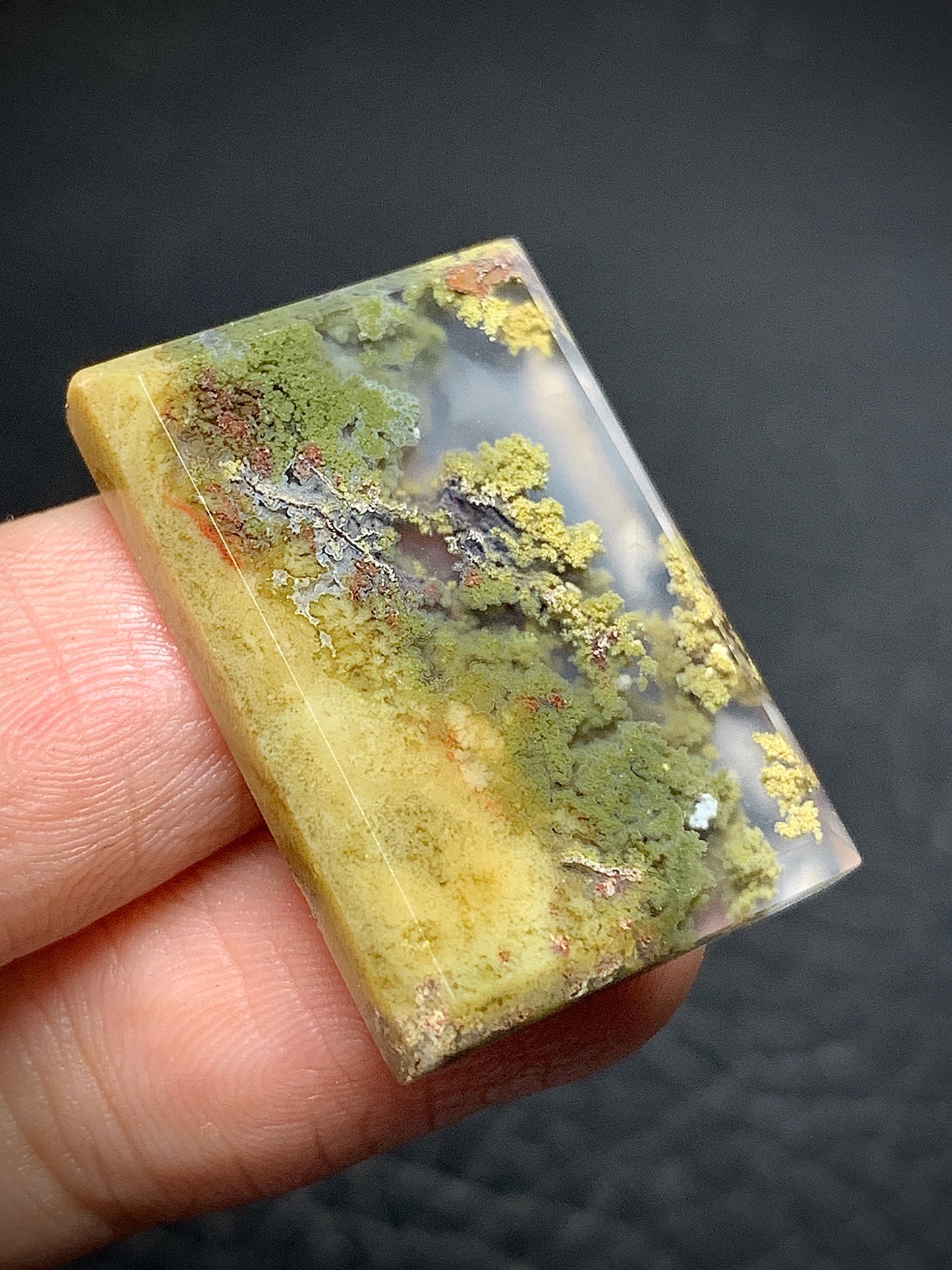 Scenic Moss Agate Rectangle Cabochon 27.3x19x4.2mm