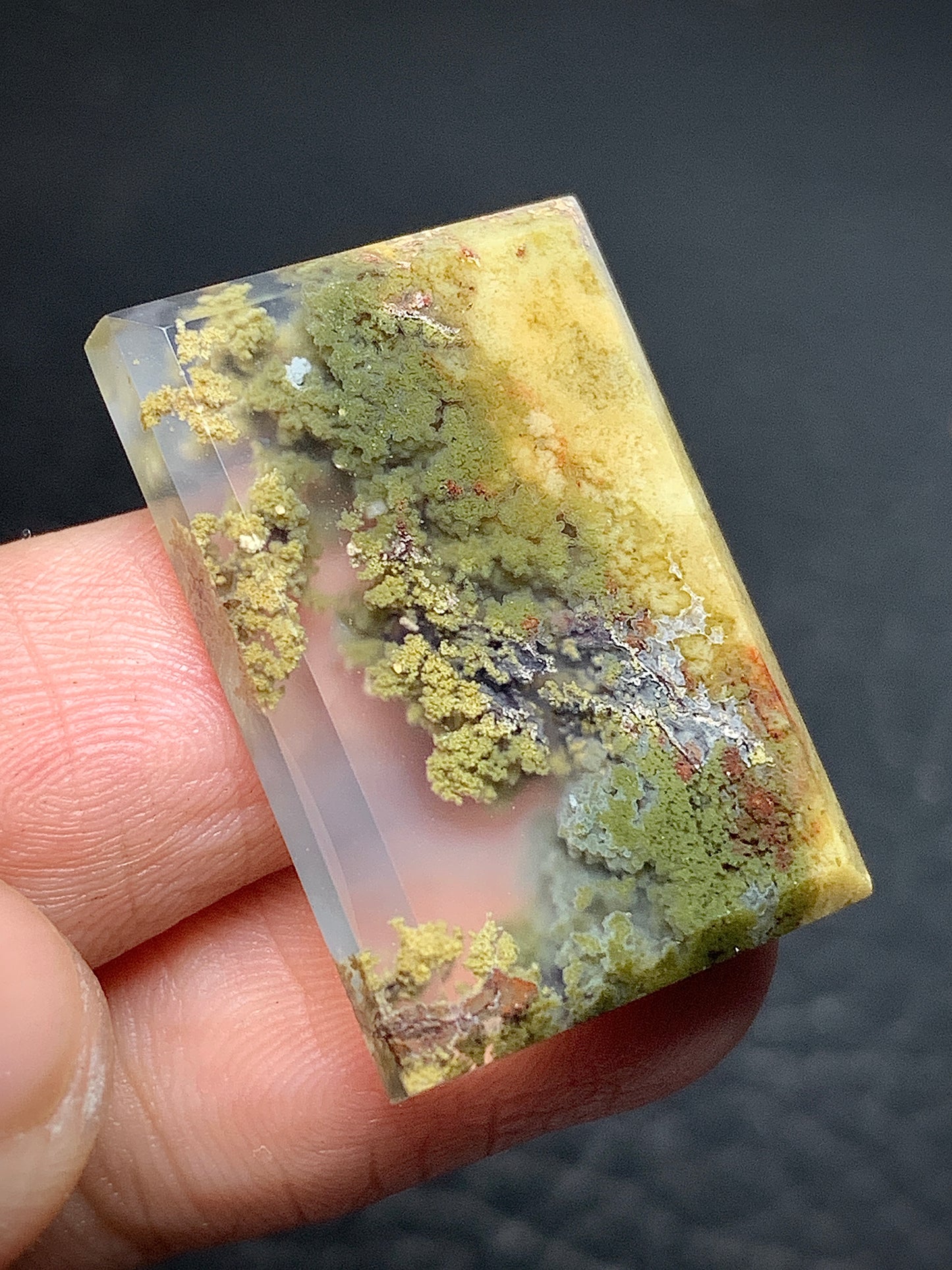 Scenic Moss Agate Rectangle Cabochon 27.3x19x4.2mm