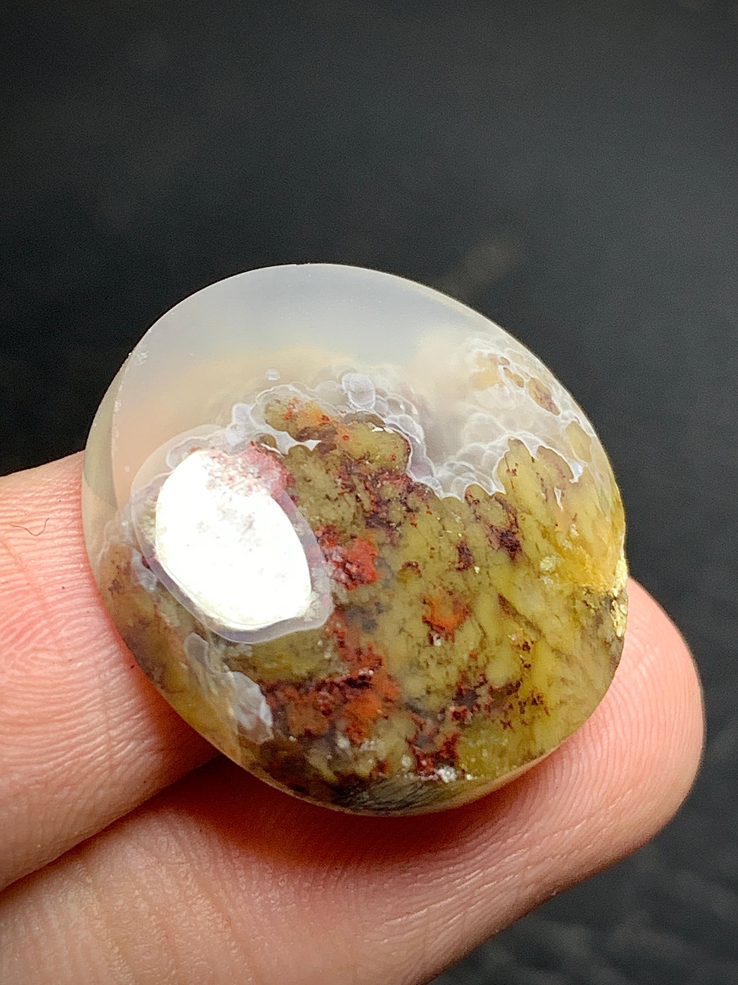 Scenic Moss Plume Agate Round Cabochon 23x23x6mm