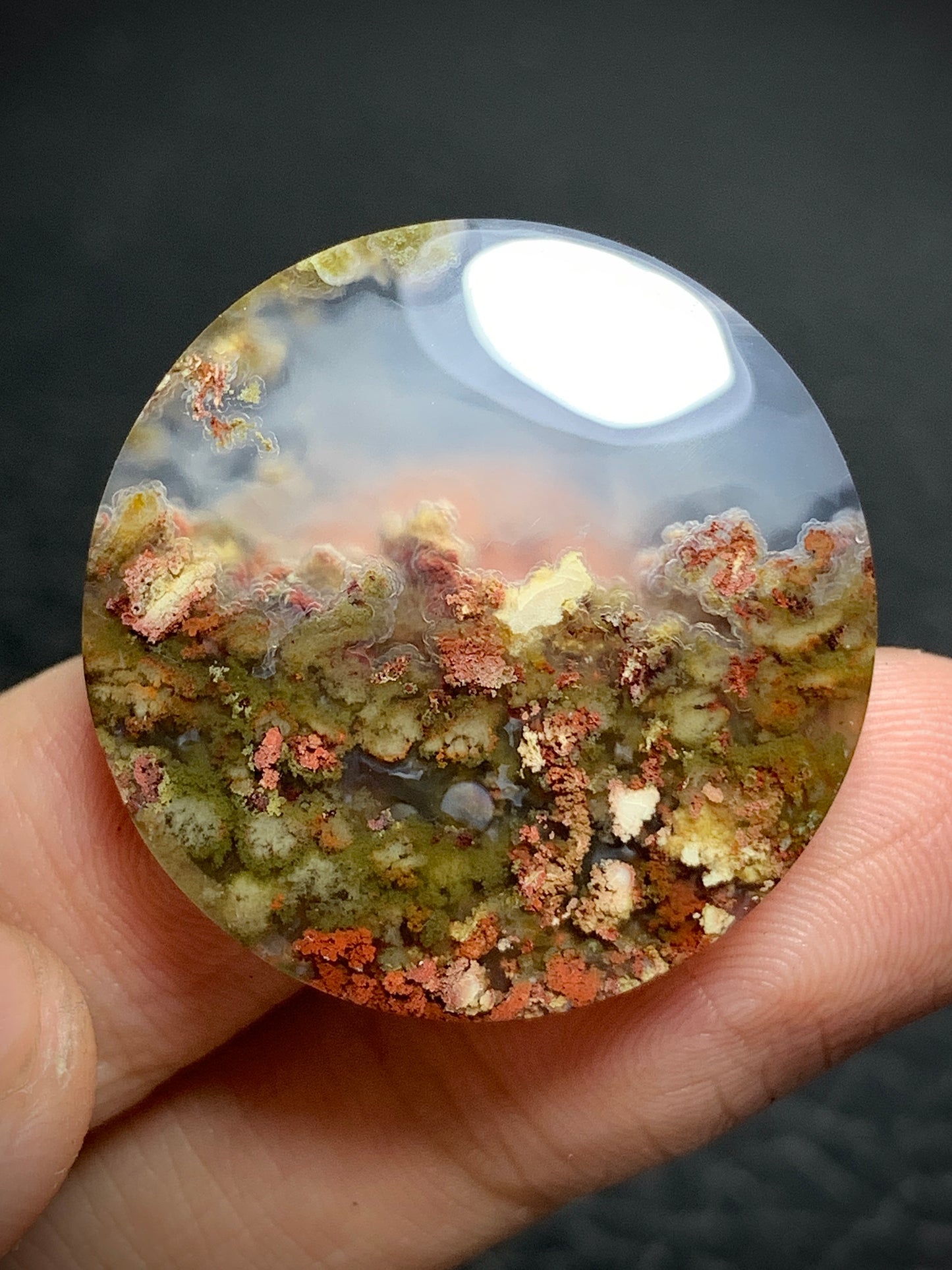 Scenic Moss Agate Round Cabochon 28x28x5.5mm