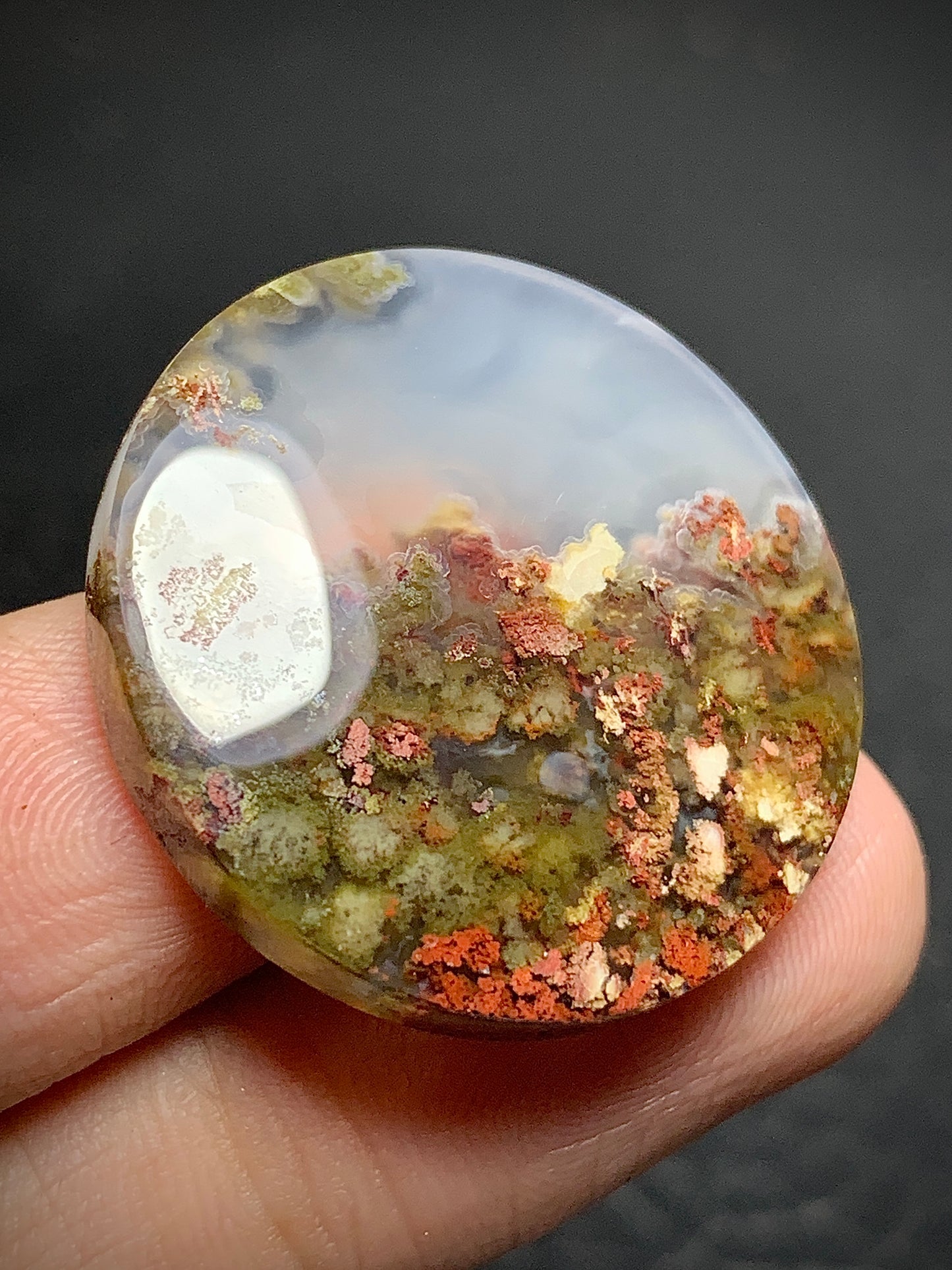 Scenic Moss Agate Round Cabochon 28x28x5.5mm