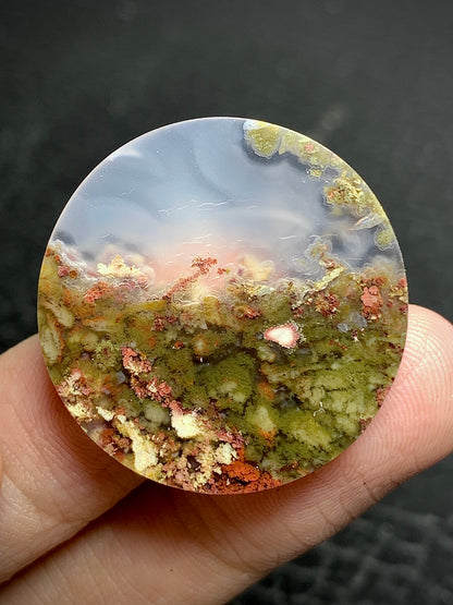 Scenic Moss Agate Round Cabochon 28x28x5.5mm