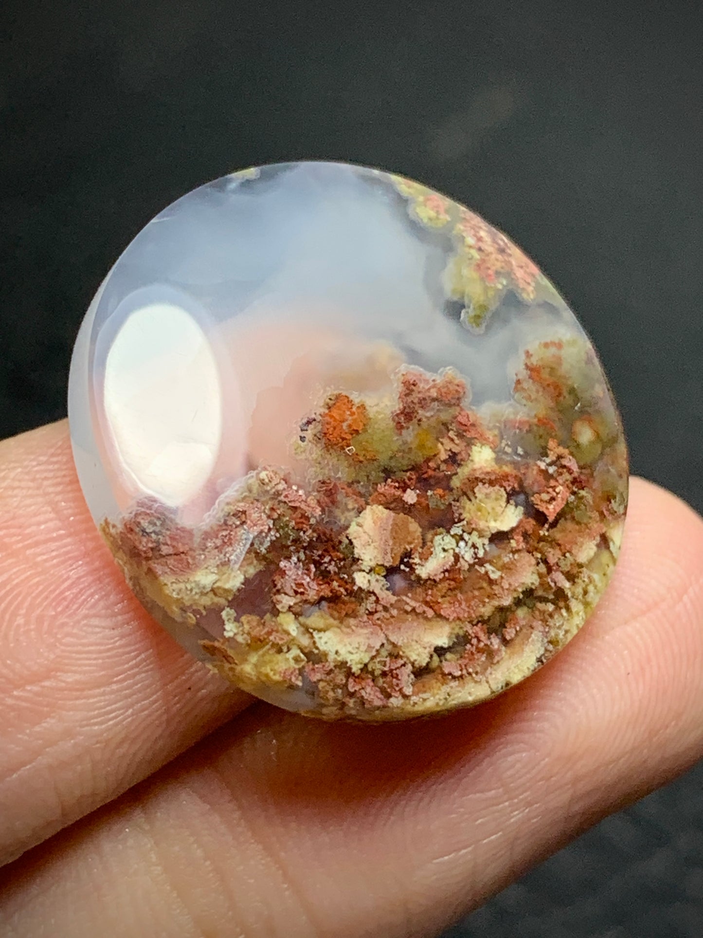 Scenic Moss Agate Round Cabochon 23x23x4.5mm