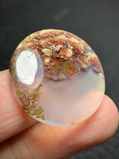 Scenic Moss Agate Round Cabochon 23x23x4.5mm