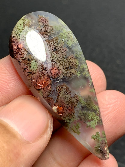 Scenic Moss Agate Teardrop Cabochon 42.5x18x6.8mm