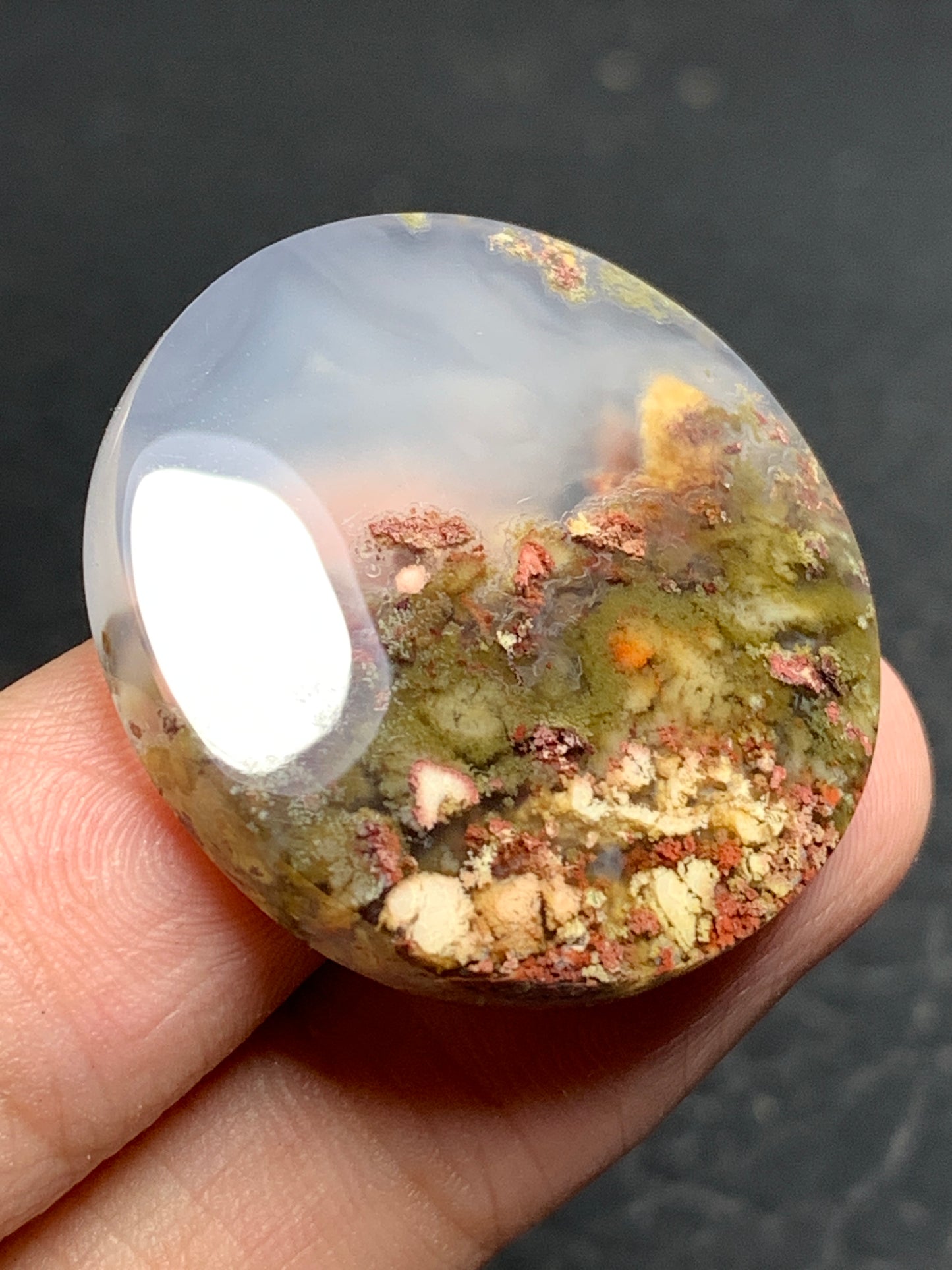 Scenic Moss Agate Round Cabochon 30x30x6mm