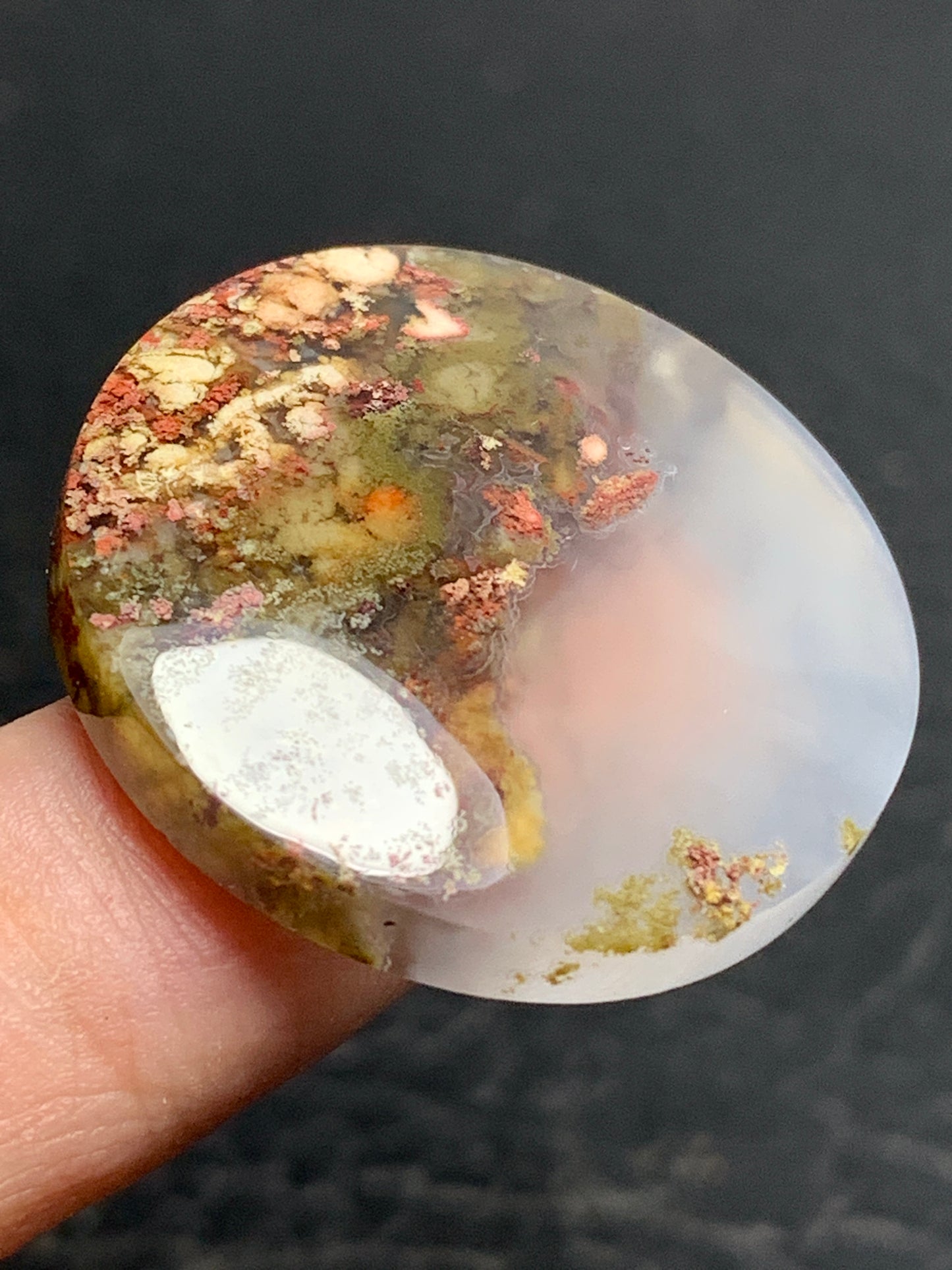 Scenic Moss Agate Round Cabochon 30x30x6mm