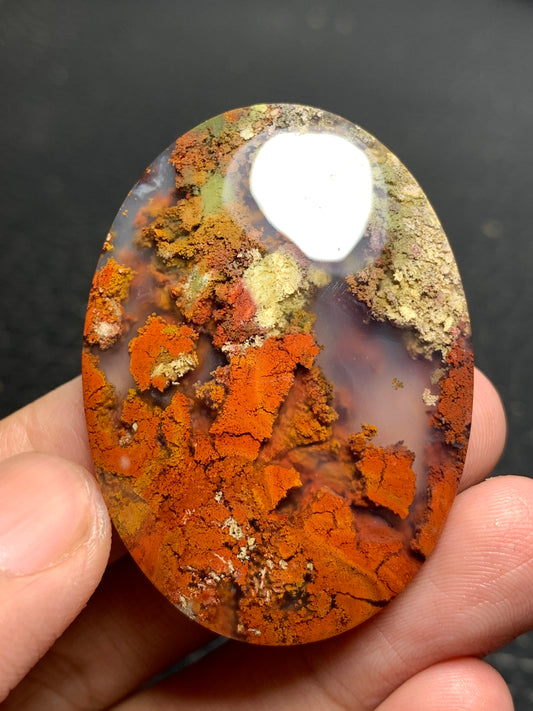 Scenic Moss Agate Oval Cabochon 45x32x7.6mm