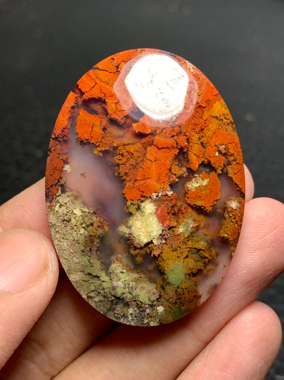 Scenic Moss Agate Oval Cabochon 45x32x7.6mm