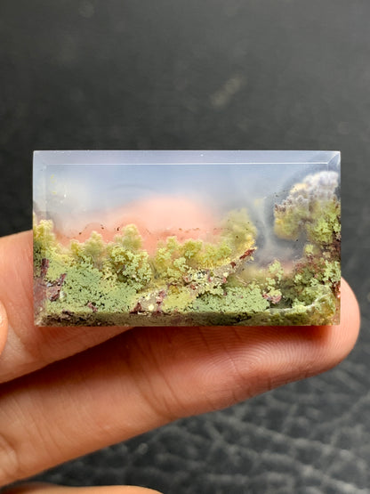 Scenic Moss Agate Rectangle Cabochon 33.4x19x4.5mm