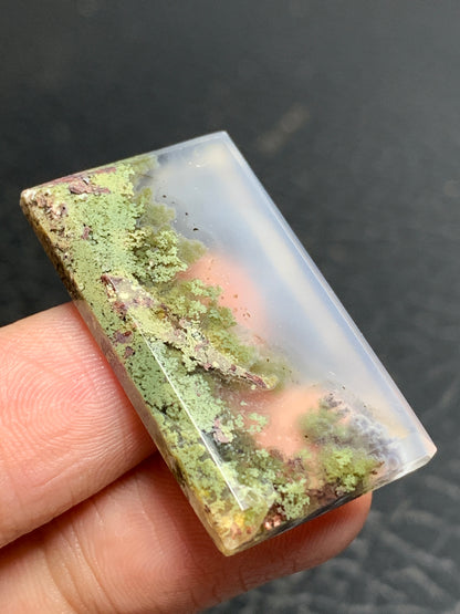 Scenic Moss Agate Rectangle Cabochon 33.4x19x4.5mm