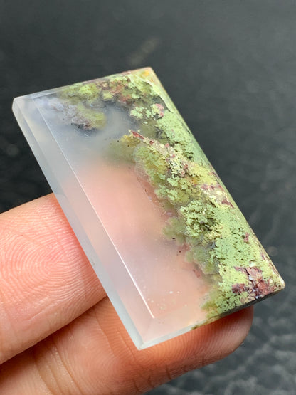 Scenic Moss Agate Rectangle Cabochon 33.4x19x4.5mm