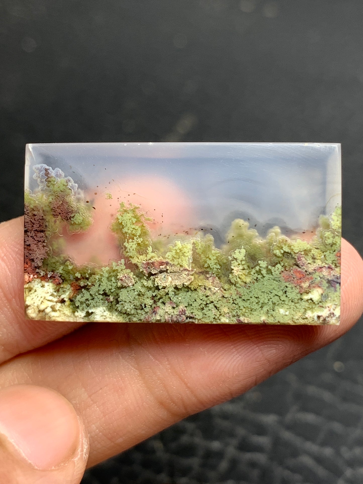 Scenic Moss Agate Rectangle Cabochon 33.4x19x4.5mm