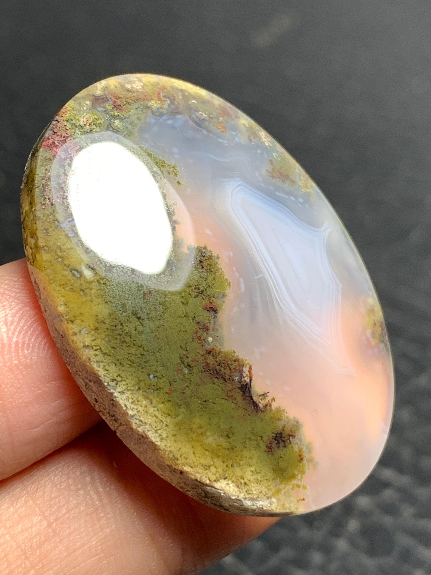 Landscape Scenic Moss Agate Oval Cabochon 38.5x28x8mm