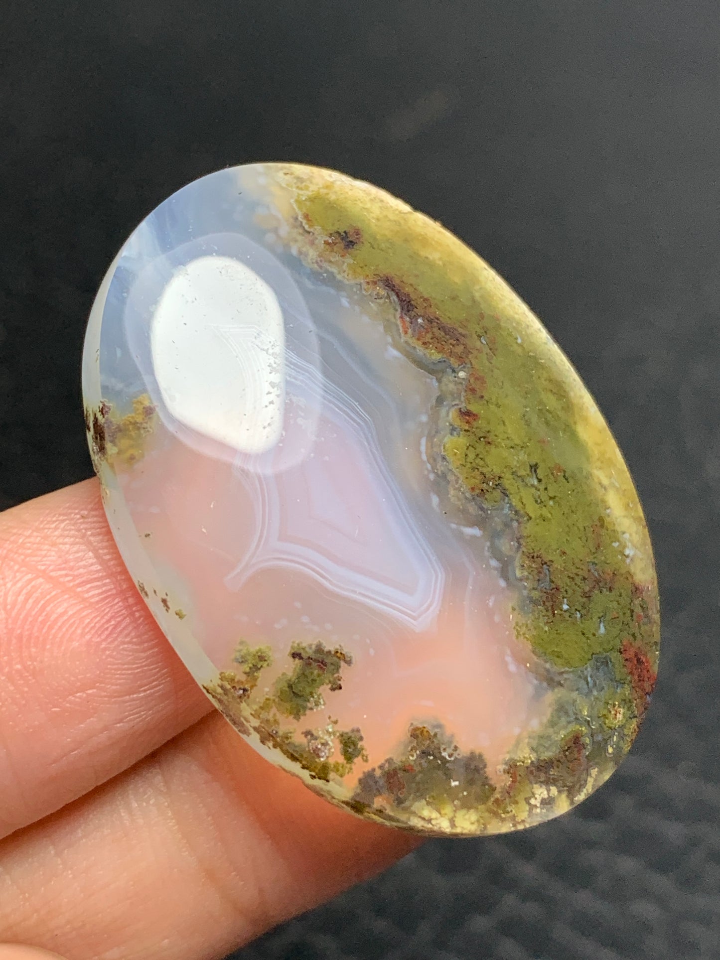 Landscape Scenic Moss Agate Oval Cabochon 38.5x28x8mm