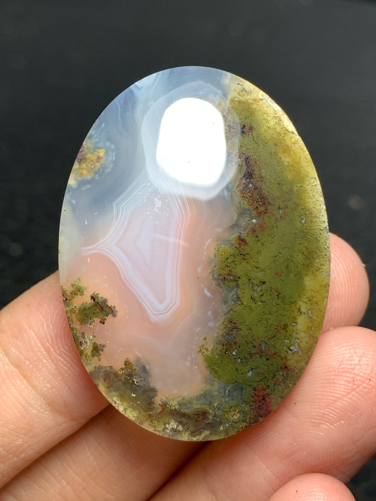 Landscape Scenic Moss Agate Oval Cabochon 38.5x28x8mm