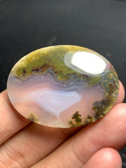 Landscape Scenic Moss Agate Oval Cabochon 38.5x28x8mm