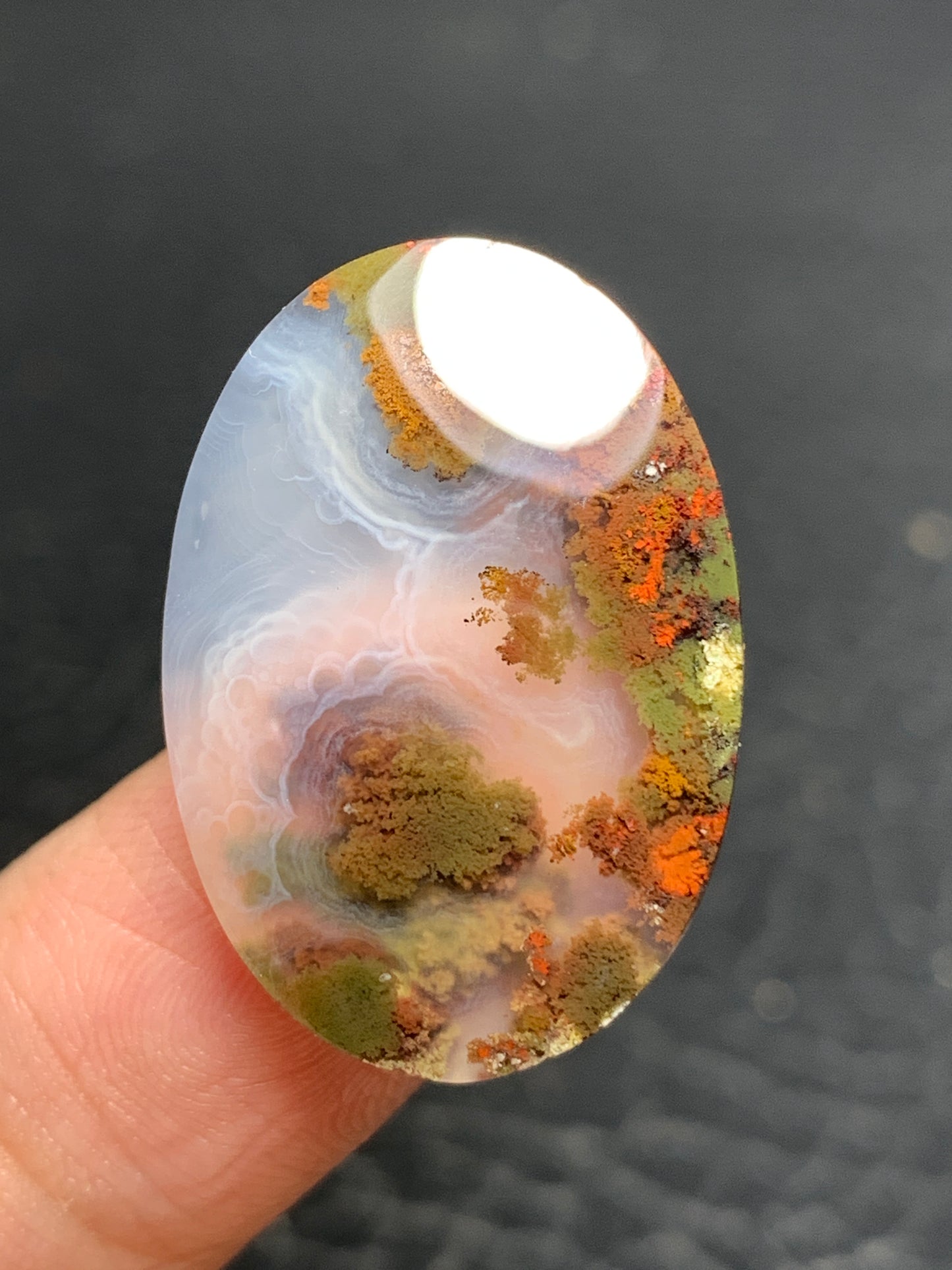 Scenic Moss Agate Oval Cabochon 26.4x18.4x4.8mm