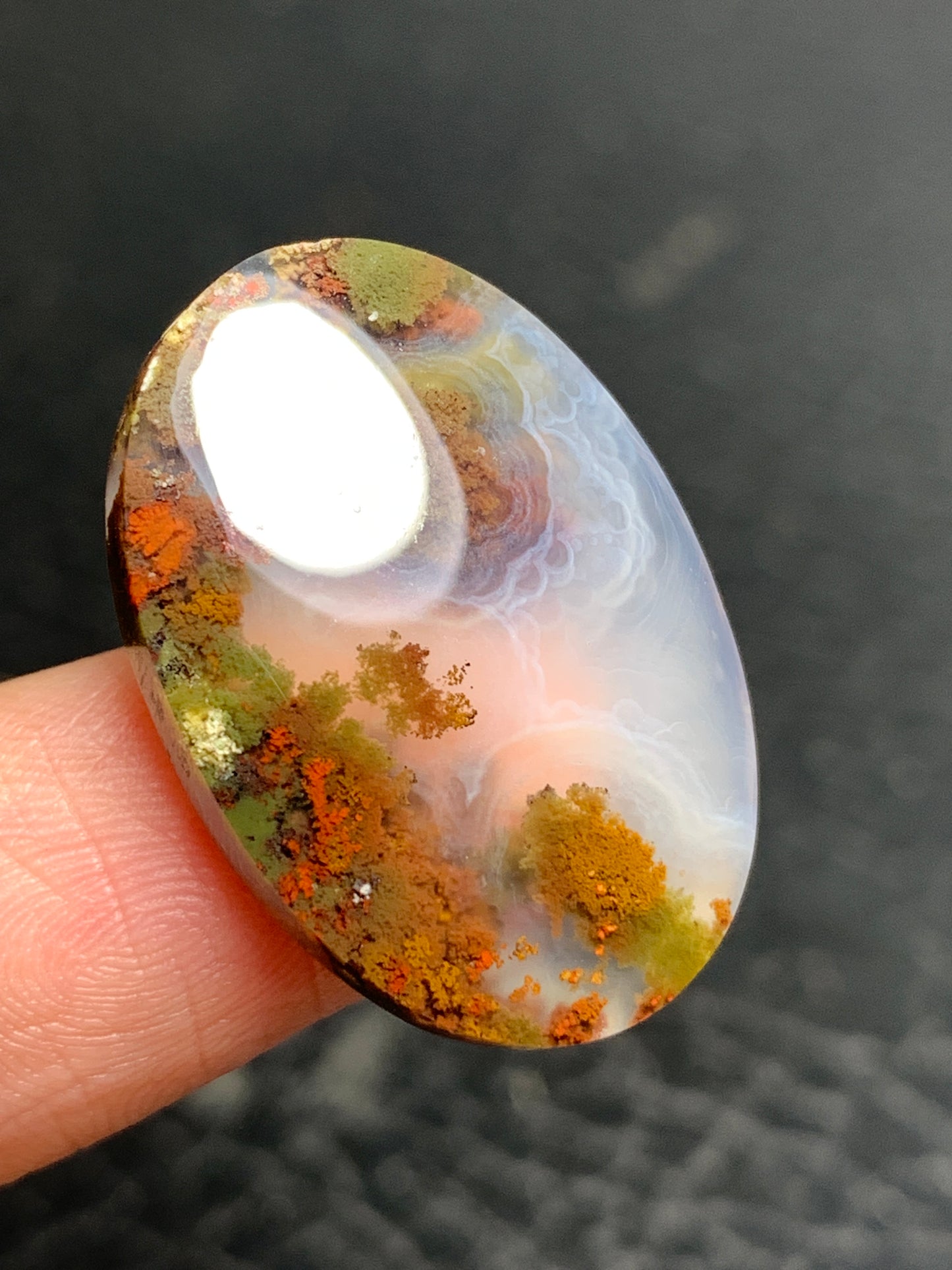 Scenic Moss Agate Oval Cabochon 26.4x18.4x4.8mm