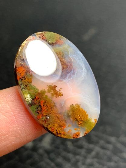 Scenic Moss Agate Oval Cabochon 26.4x18.4x4.8mm