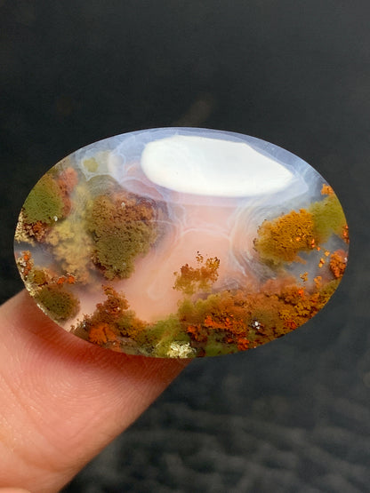 Scenic Moss Agate Oval Cabochon 26.4x18.4x4.8mm