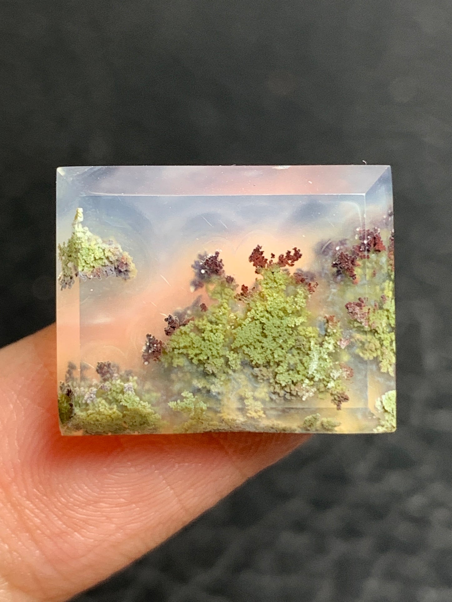 Scenic Moss Agate Rectangle Cabochon 18.7x15x5mm