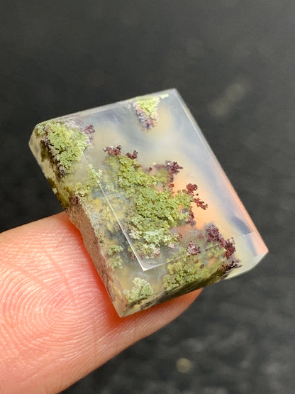 Scenic Moss Agate Rectangle Cabochon 18.7x15x5mm